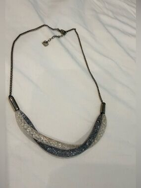 Silver-Tone Sparkle Tube Necklace with Clear and Charcoal Strands